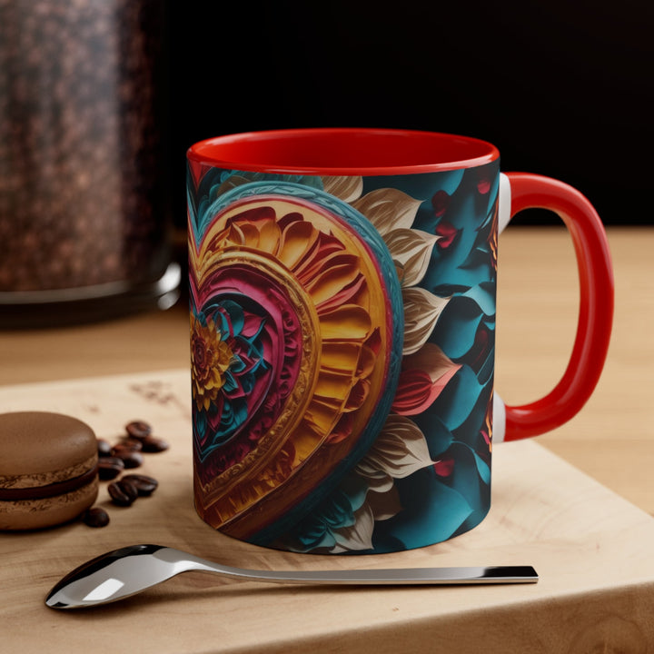 Vibrant Heart Bloom - Accent Coffee Mug - Mug - g(0D·IO) - Pink - 11oz -