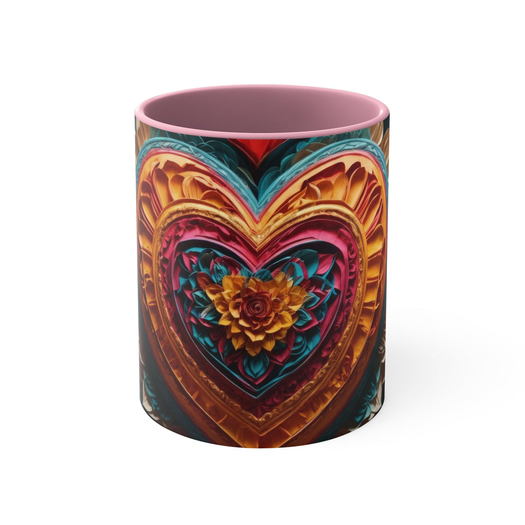 Vibrant Heart Bloom - Accent Coffee Mug - Mug - g(0D·IO) - Pink - 11oz -