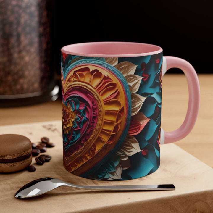 Vibrant Heart Bloom - Accent Coffee Mug - Mug - g(0D·IO) - Pink - 11oz -