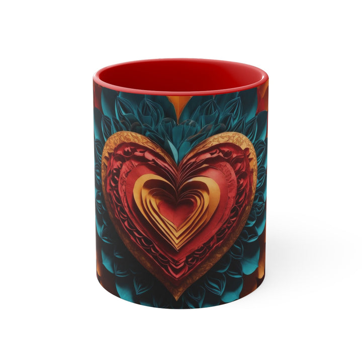 Vibrant Heart Bloom - Accent Coffee Mug - Mug - g(0D·IO) - Red - 11oz -