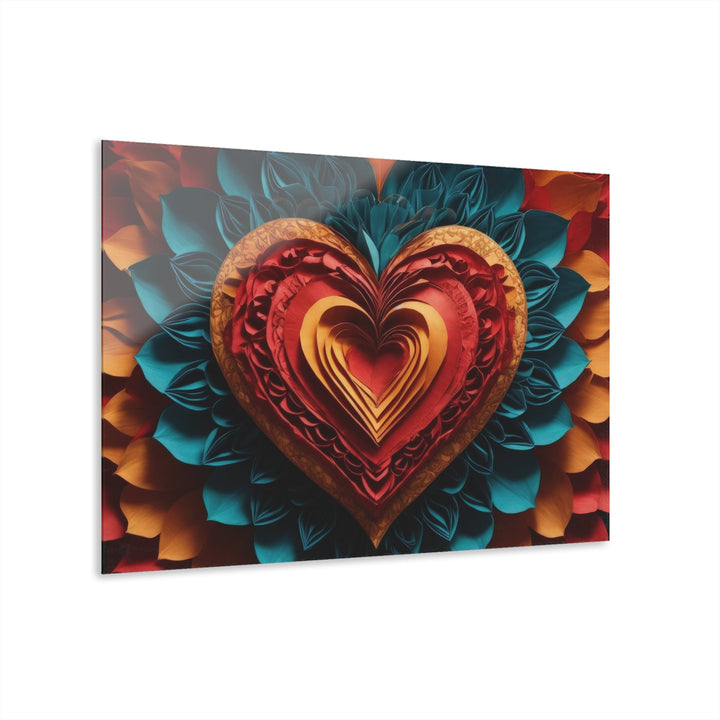 Vibrant Heart Bloom - Acrylic Prints (French Cleat Hanging) - Home Decor - g(0D·IO) - 36" x 24" (Horizontal) - 0.25'' -