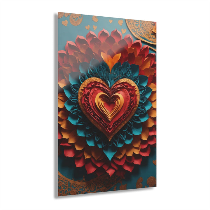 Vibrant Heart Bloom - Acrylic Prints (French Cleat Hanging) - Home Decor - g(0D·IO) - 24" x 36" (Vertical) - 0.25'' -