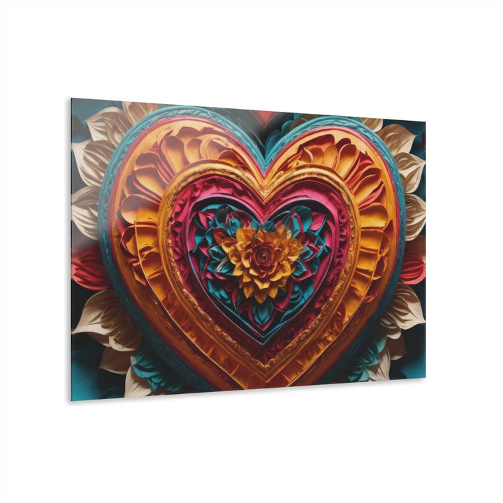Vibrant Heart Bloom - Acrylic Prints (French Cleat Hanging) - Home Decor - g(0D·IO) - 36" x 24" (Horizontal) - 0.25'' -