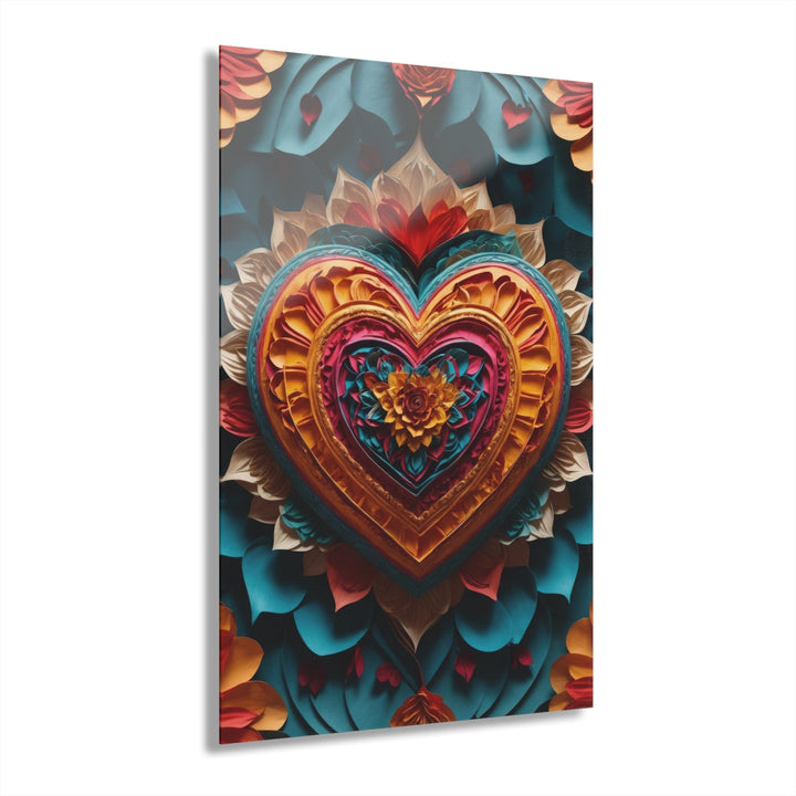 Vibrant Heart Bloom - Acrylic Prints (French Cleat Hanging) - Home Decor - g(0D·IO) - 24" x 36" (Vertical) - 0.25'' -