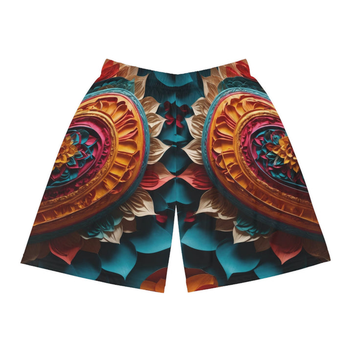 Vibrant Heart Bloom - AOP Basketball Shorts - All Over Prints - g(0D·IO) - Seam thread color automatically matched to design - XS -