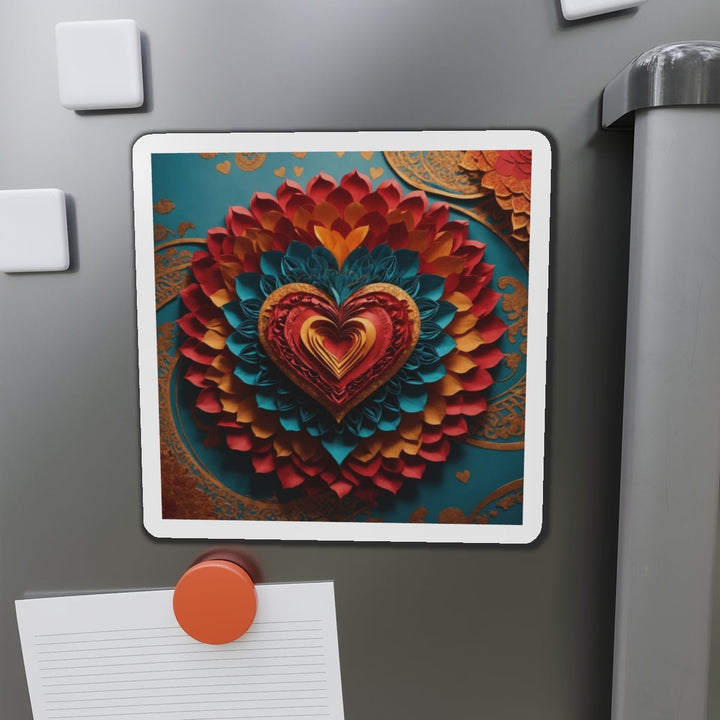 Vibrant Heart Bloom - Die-cut Magnet - Home Decor - g(0D·IO) - 6 × 6" - Die-Cut - 1 pc