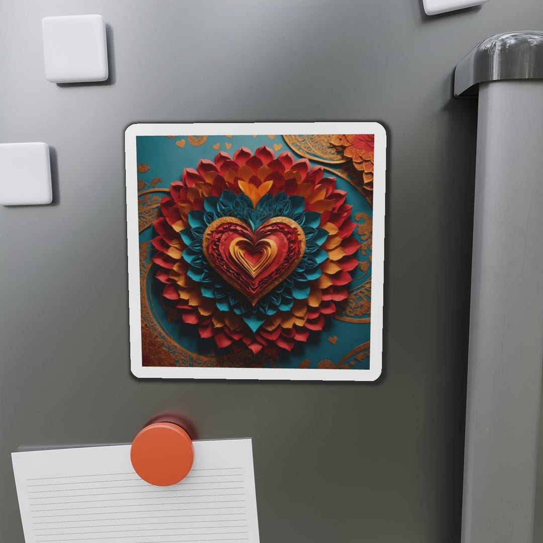 Vibrant Heart Bloom - Die-cut Magnet - Home Decor - g(0D·IO) - 6 × 6" - Die-Cut - 1 pc