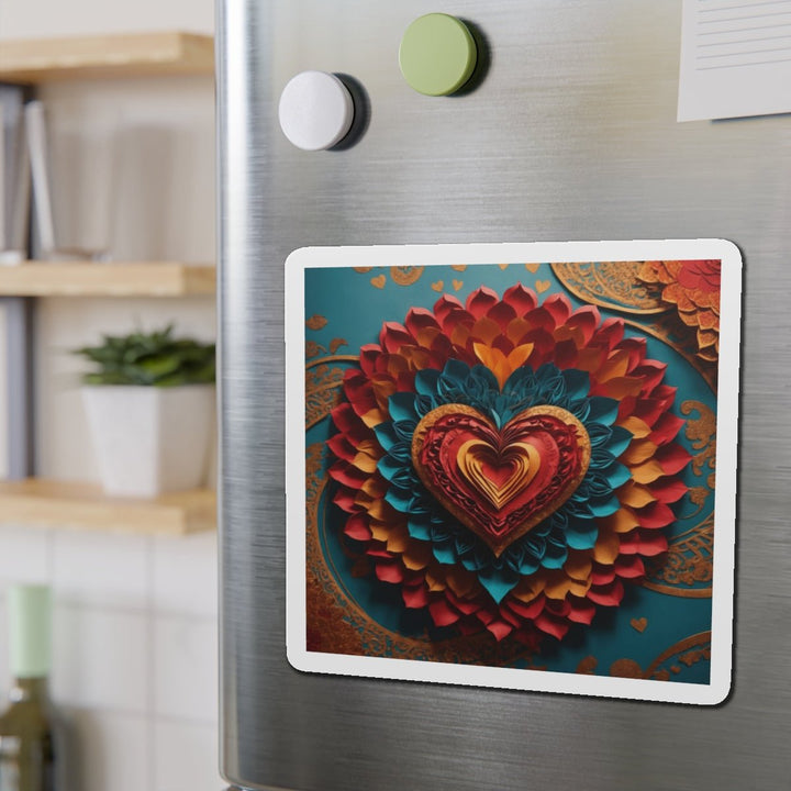 Vibrant Heart Bloom - Die-cut Magnet - Home Decor - g(0D·IO) - 6 × 6" - Die-Cut - 1 pc