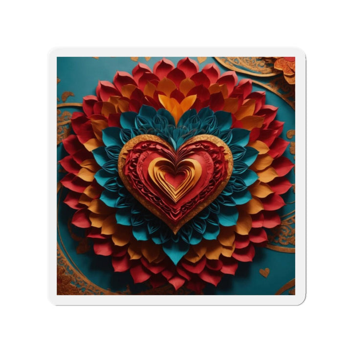 Vibrant Heart Bloom - Die-cut Magnet - Home Decor - g(0D·IO) - 2" x 2" - Die-Cut - 1 pc