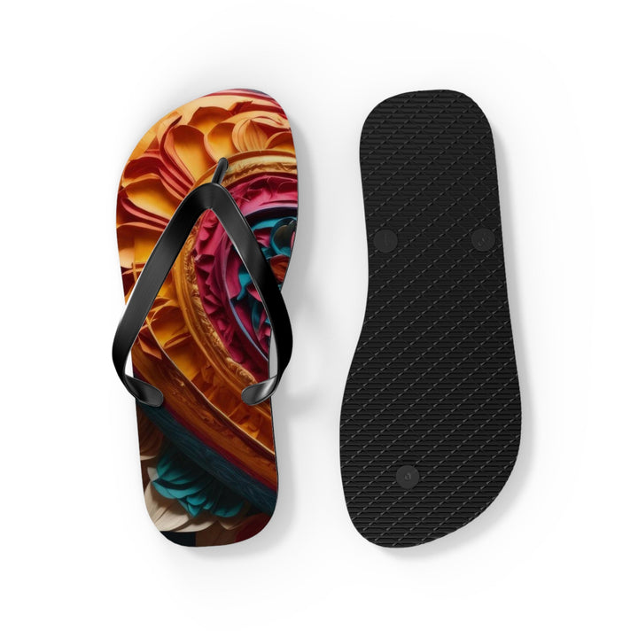 Vibrant Heart Bloom - Flip Flops - Shoes - g(0D·IO) - XL - Black sole -