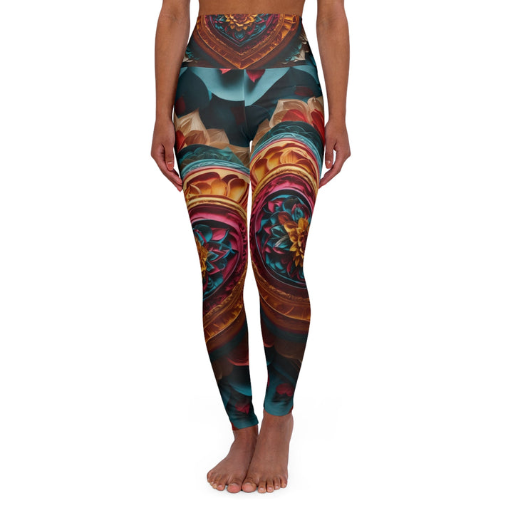 Vibrant Heart Bloom - High Waisted AOP Yoga Leggings - All Over Prints - g(0D·IO) - XS - -