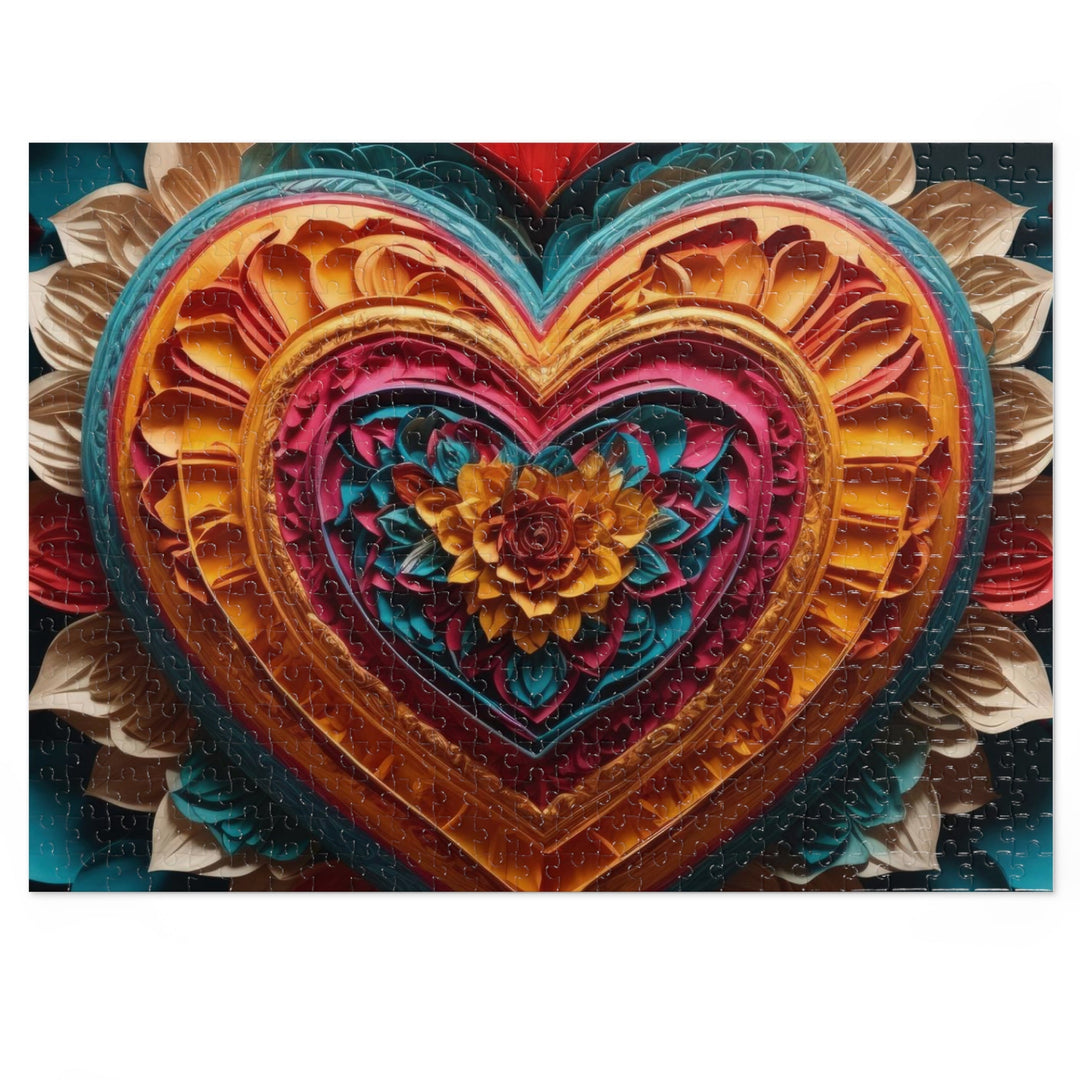 Vibrant Heart Bloom - Jigsaw Puzzle (100, 252, 500, 1000 pieces) - Puzzle - g(0D·IO) - 20.5" × 15" (500 pcs) - -