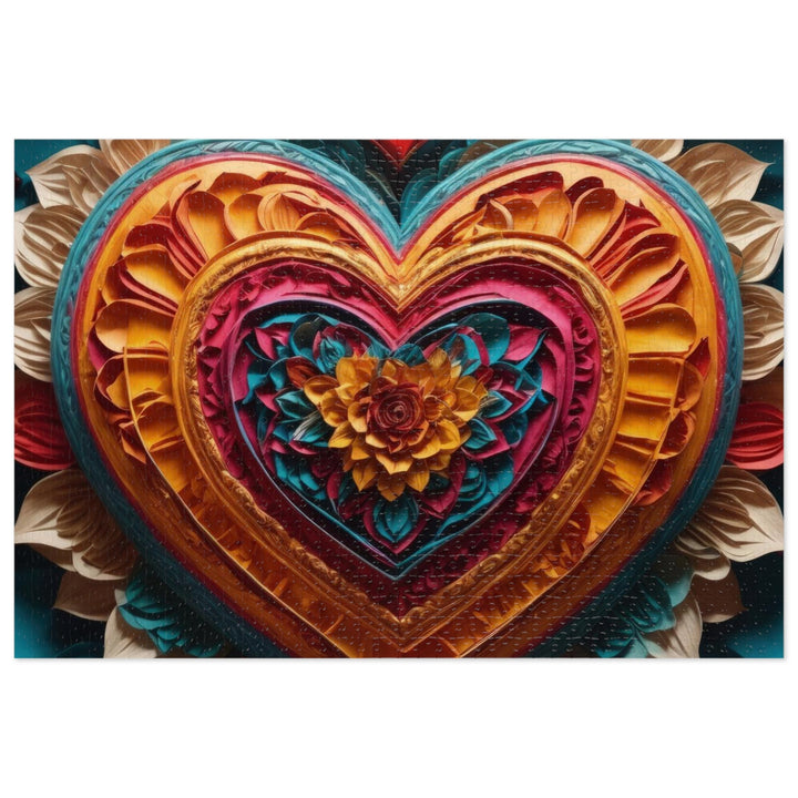 Vibrant Heart Bloom - Jigsaw Puzzle (100, 252, 500, 1000 pieces) - Puzzle - g(0D·IO) - 29.25" × 19.75" (1000 pcs) - -