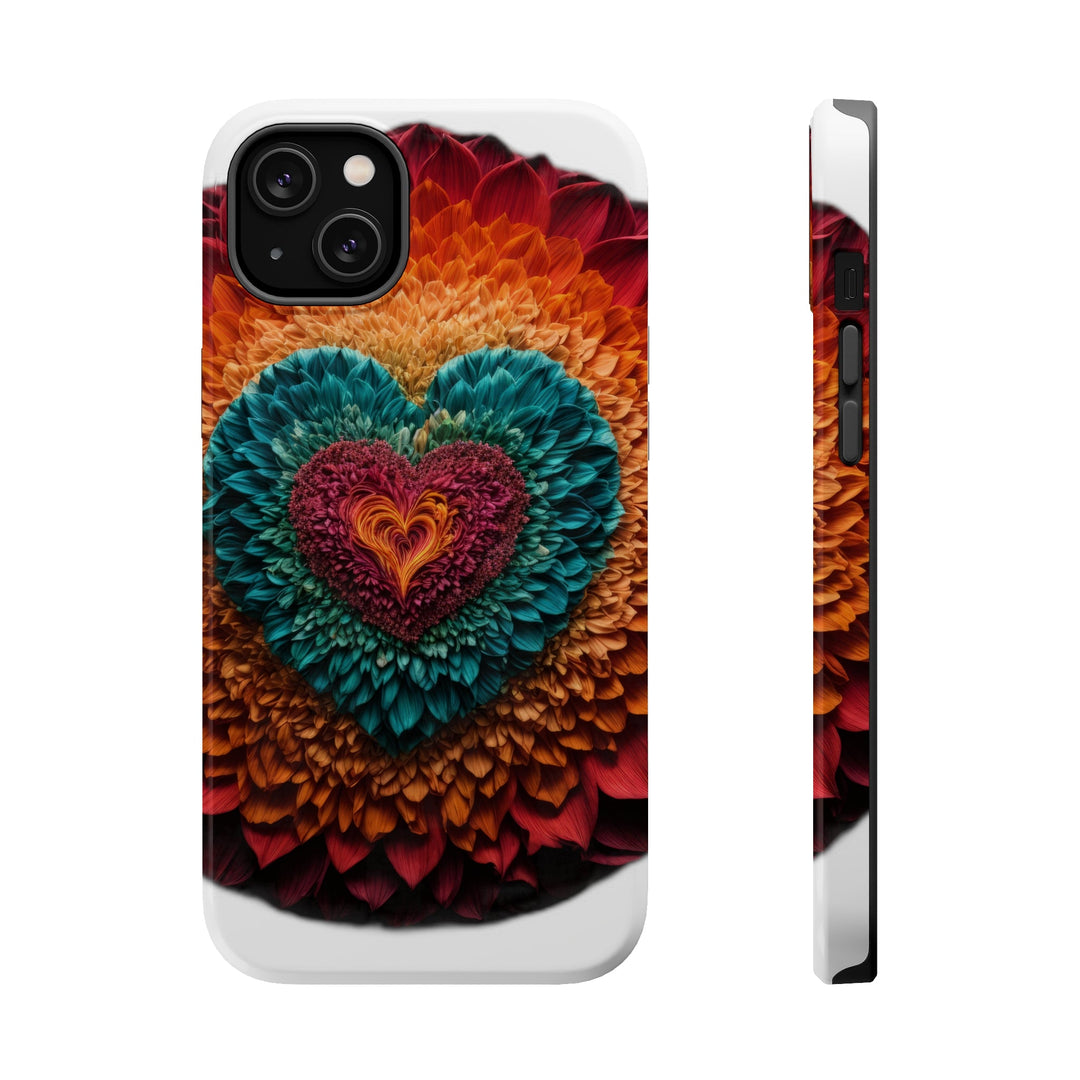 Vibrant Heart Bloom - MagSafe Tough Case - Phone Case - g(0D·IO) - iPhone 14 Plus - Glossy -