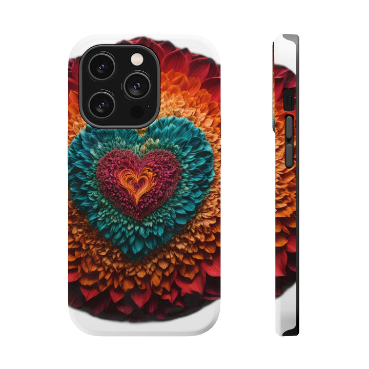 Vibrant Heart Bloom - MagSafe Tough Case - Phone Case - g(0D·IO) - iPhone 14 Pro - Matte -