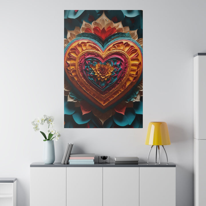 Vibrant Heart Bloom - Matte Canvas - Canvas - g(0D·IO) - 32" x 32" (Square) - 0.75'' -