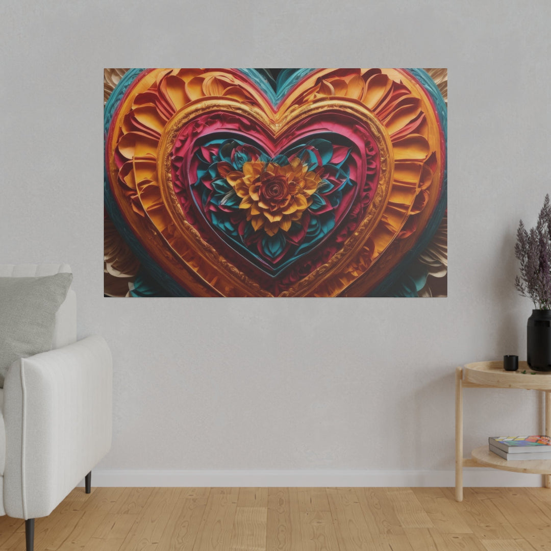 Vibrant Heart Bloom - Matte Canvas - Canvas - g(0D·IO) - 32" x 32" (Square) - 0.75'' -