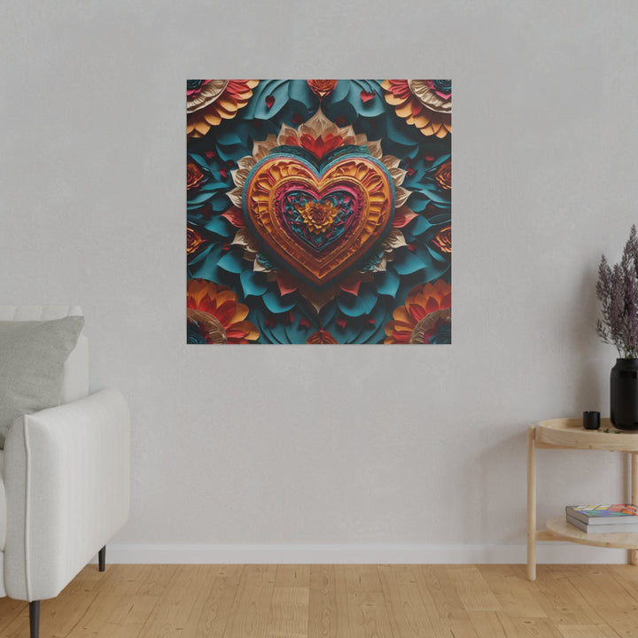 Vibrant Heart Bloom - Matte Canvas - Canvas - g(0D·IO) - 32" x 32" (Square) - 0.75'' -