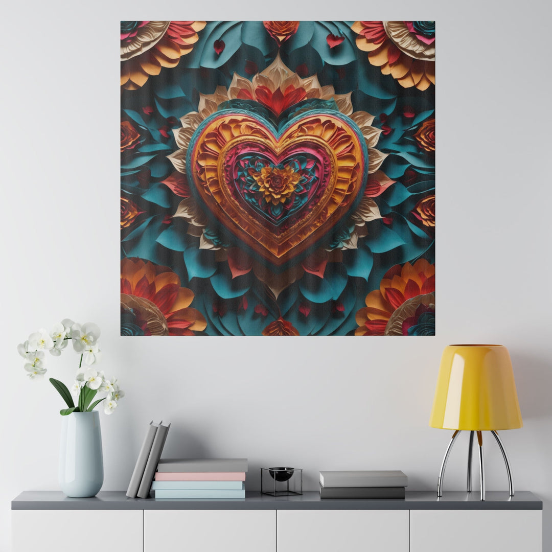 Vibrant Heart Bloom - Matte Canvas - Canvas - g(0D·IO) - 32" x 32" (Square) - 0.75'' -