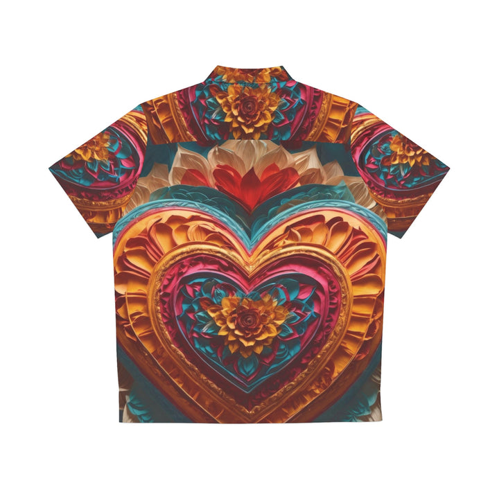 Vibrant Heart Bloom - Men's Hawaiian Shirt - All Over Prints - g(0D·IO) - S - Black -