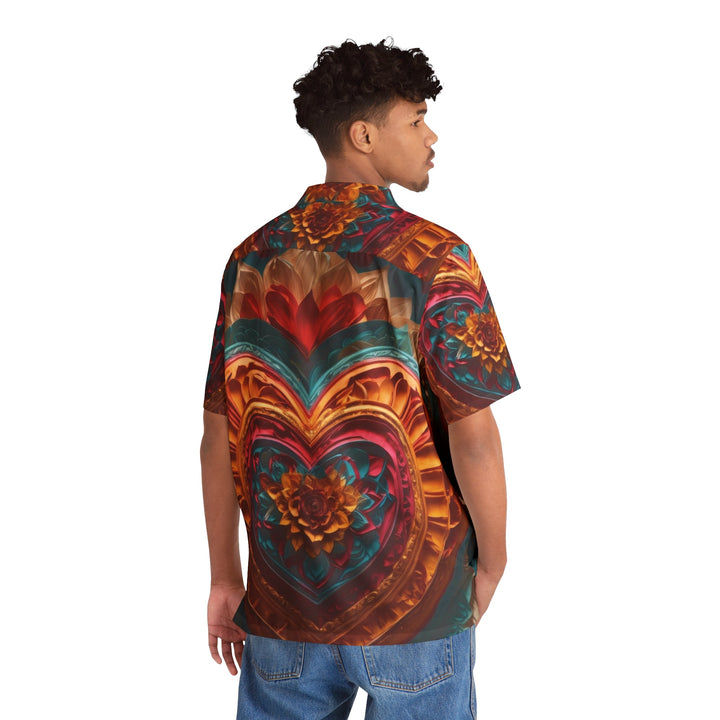 Vibrant Heart Bloom - Men's Hawaiian Shirt - All Over Prints - g(0D·IO) - S - Black -