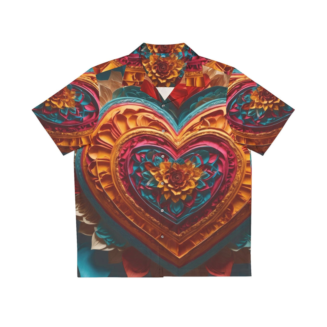 Vibrant Heart Bloom - Men's Hawaiian Shirt - All Over Prints - g(0D·IO) - S - White -