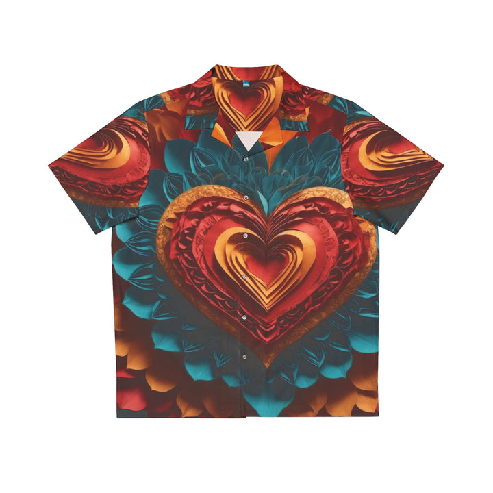 Vibrant Heart Bloom - Men's Hawaiian Shirt - All Over Prints - g(0D·IO) - S - White -