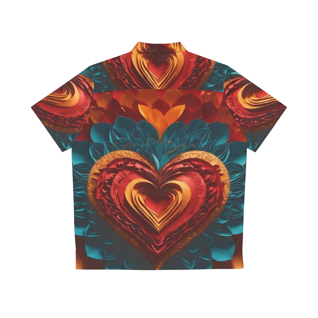 Vibrant Heart Bloom - Men's Hawaiian Shirt - All Over Prints - g(0D·IO) - S - Black -