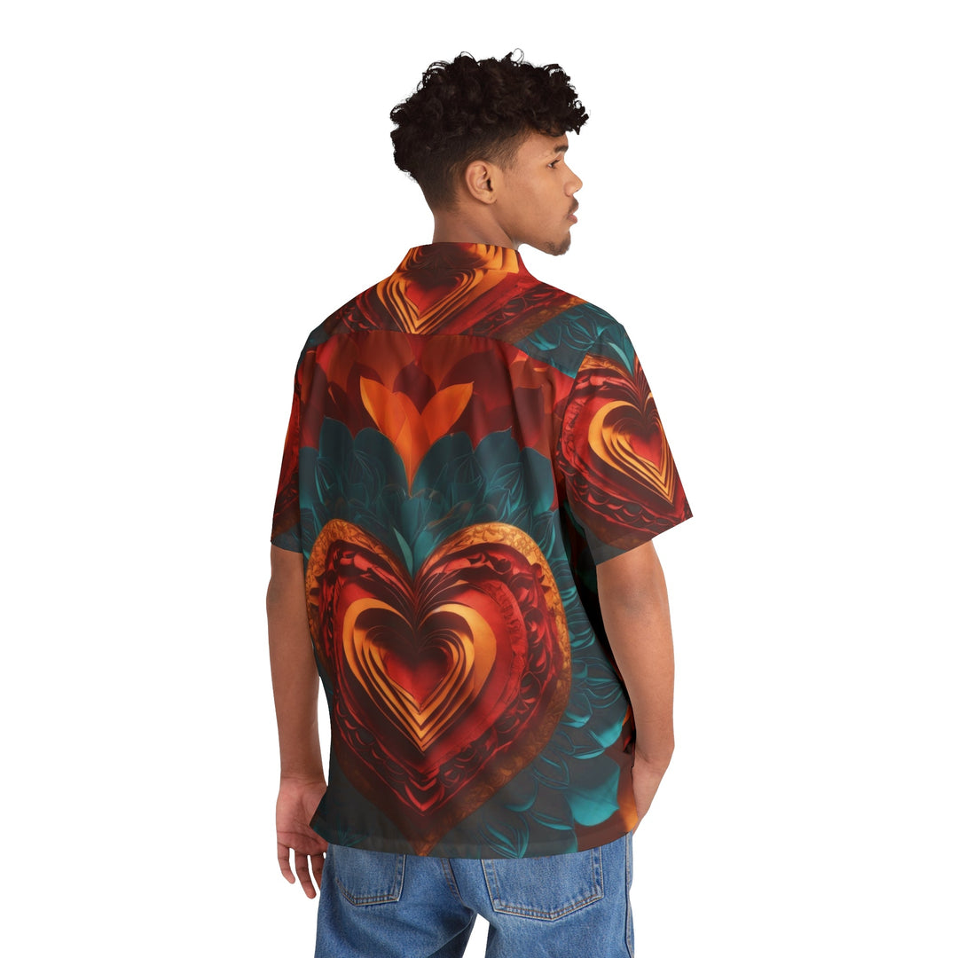 Vibrant Heart Bloom - Men's Hawaiian Shirt - All Over Prints - g(0D·IO) - S - Black -