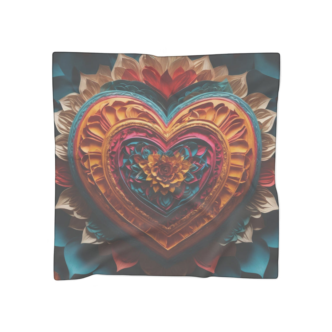 Vibrant Heart Bloom - Poly Scarf - Accessories - g(0D·IO) - Poly chiffon - 50" × 50" -