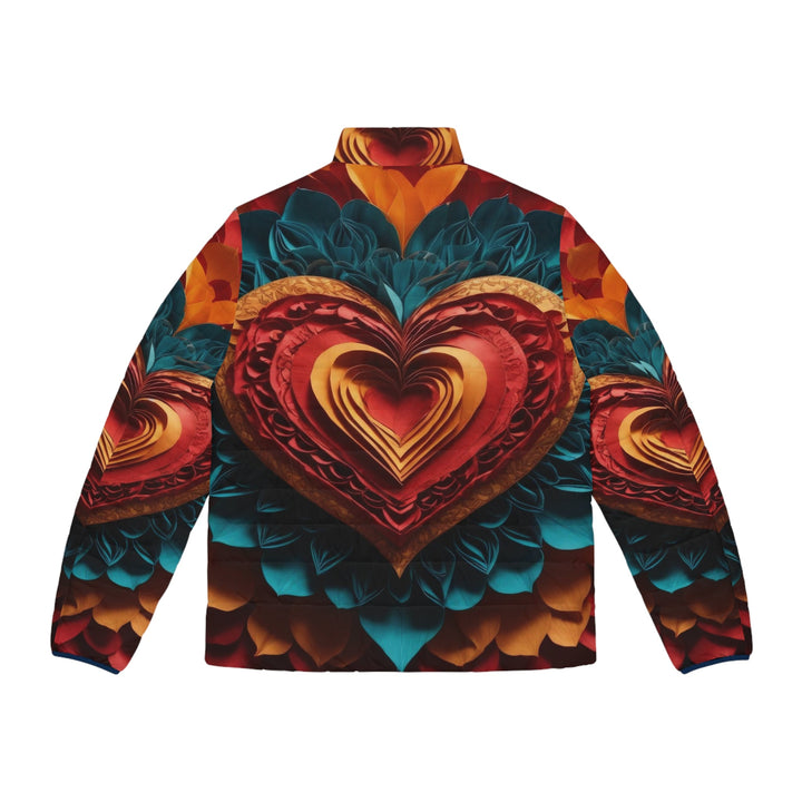 Vibrant Heart Bloom - Puffer Jacket - All Over Prints - g(0D·IO) - S - Black zipper -