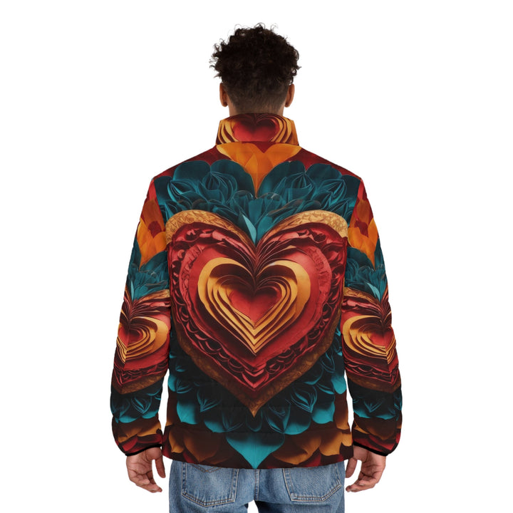 Vibrant Heart Bloom - Puffer Jacket - All Over Prints - g(0D·IO) - S - Black zipper -