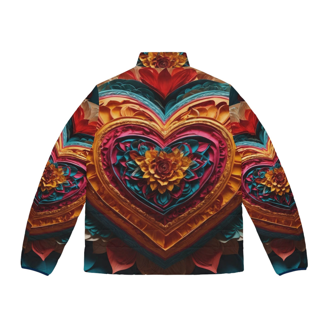 Vibrant Heart Bloom - Puffer Jacket - All Over Prints - g(0D·IO) - S - Black zipper -