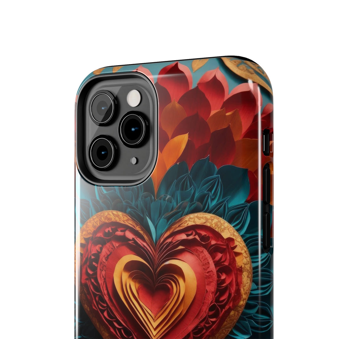 Vibrant Heart Bloom - Tough Phone Case - Phone Case - g(0D·IO) - iPhone 13 Mini - -