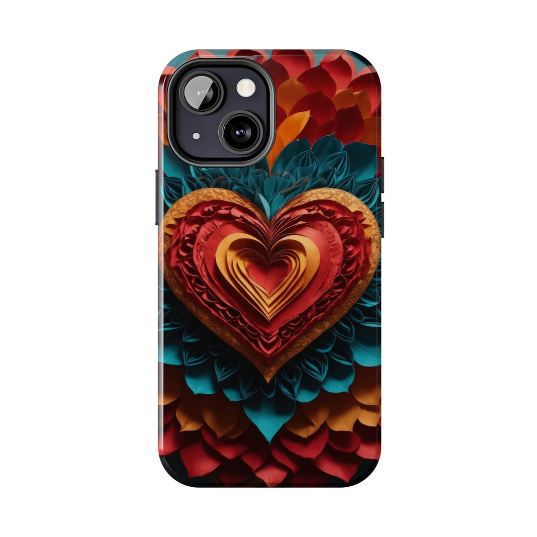 Vibrant Heart Bloom - Tough Phone Case - Phone Case - g(0D·IO) - iPhone 13 Mini - -