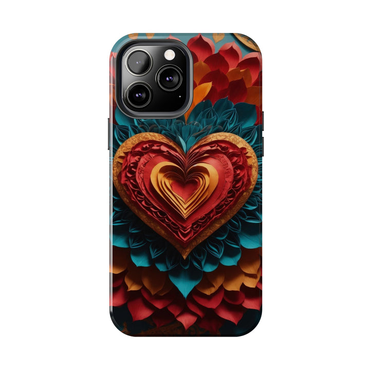 Vibrant Heart Bloom - Tough Phone Case - Phone Case - g(0D·IO) - iPhone 13 Mini - -