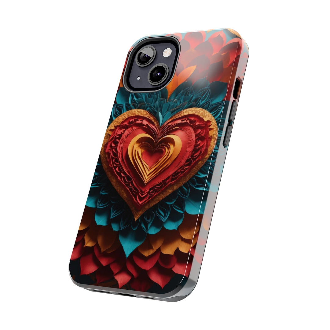 Vibrant Heart Bloom - Tough Phone Case - Phone Case - g(0D·IO) - iPhone 13 Mini - -