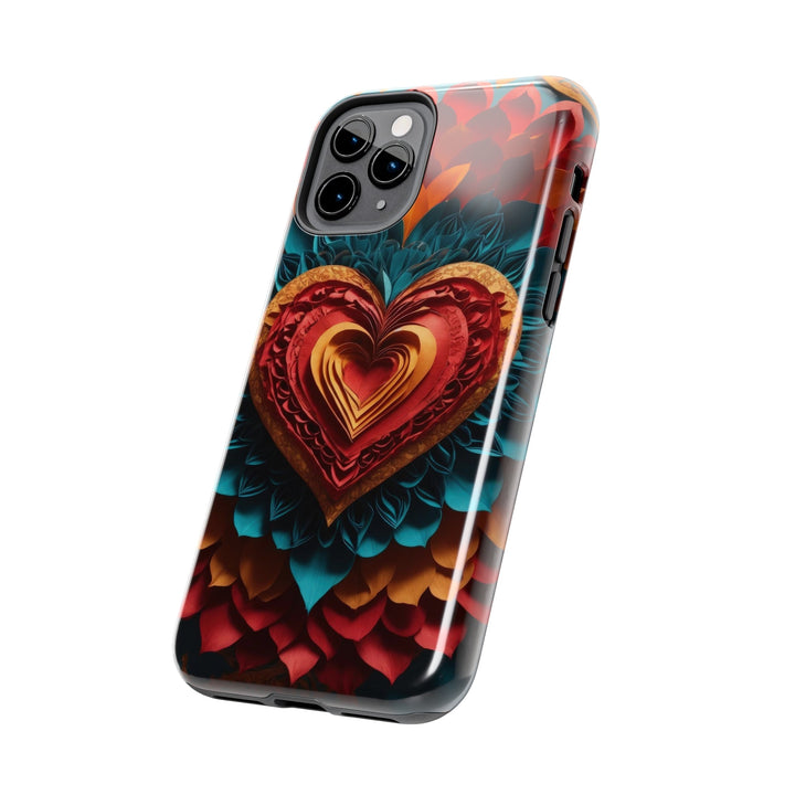 Vibrant Heart Bloom - Tough Phone Case - Phone Case - g(0D·IO) - iPhone 13 Mini - -