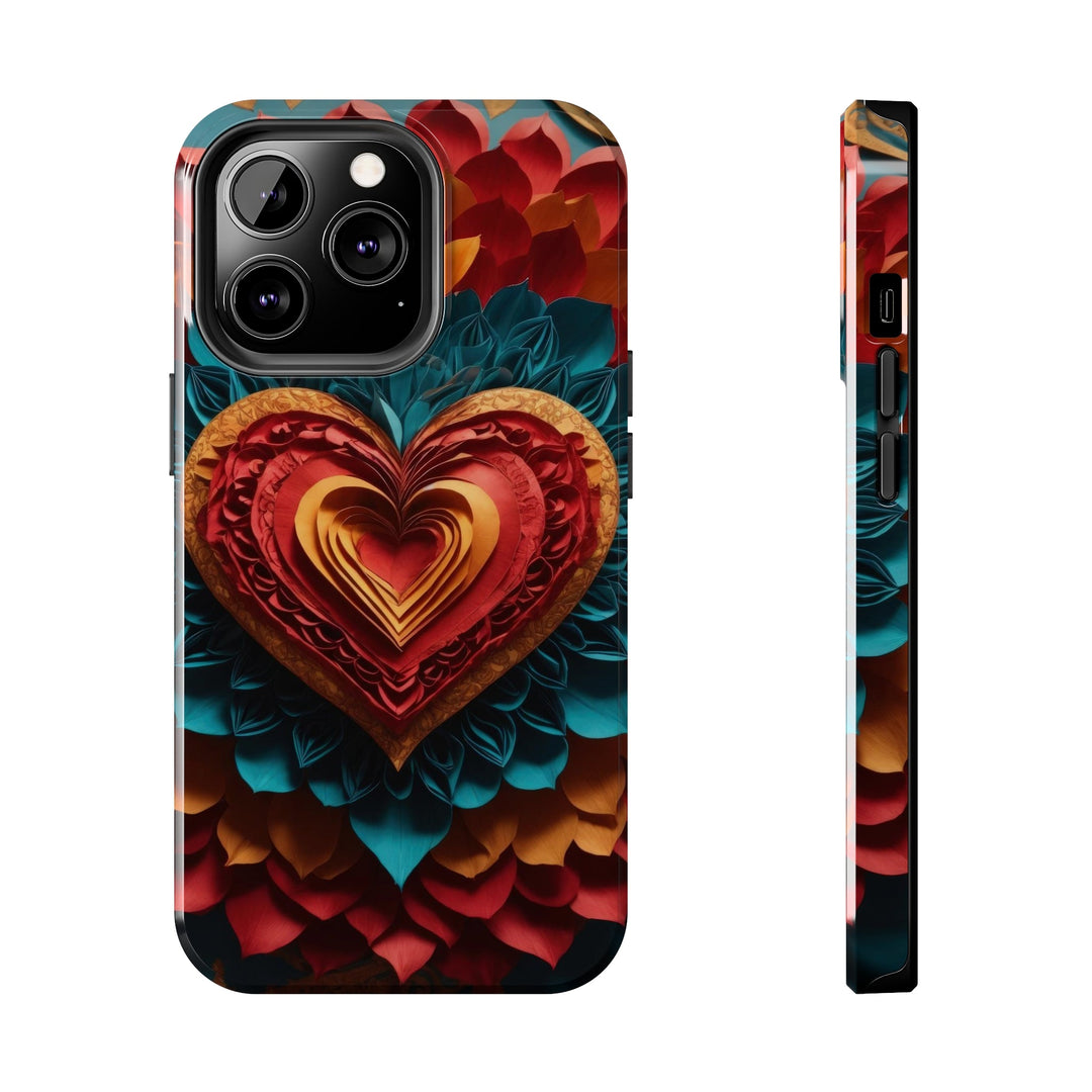 Vibrant Heart Bloom - Tough Phone Case - Phone Case - g(0D·IO) - iPhone 13 Pro - -