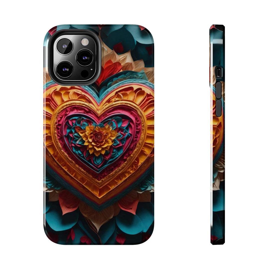 Vibrant Heart Bloom - Tough Phone Case - Phone Case - g(0D·IO) - iPhone 12 Pro Max - -