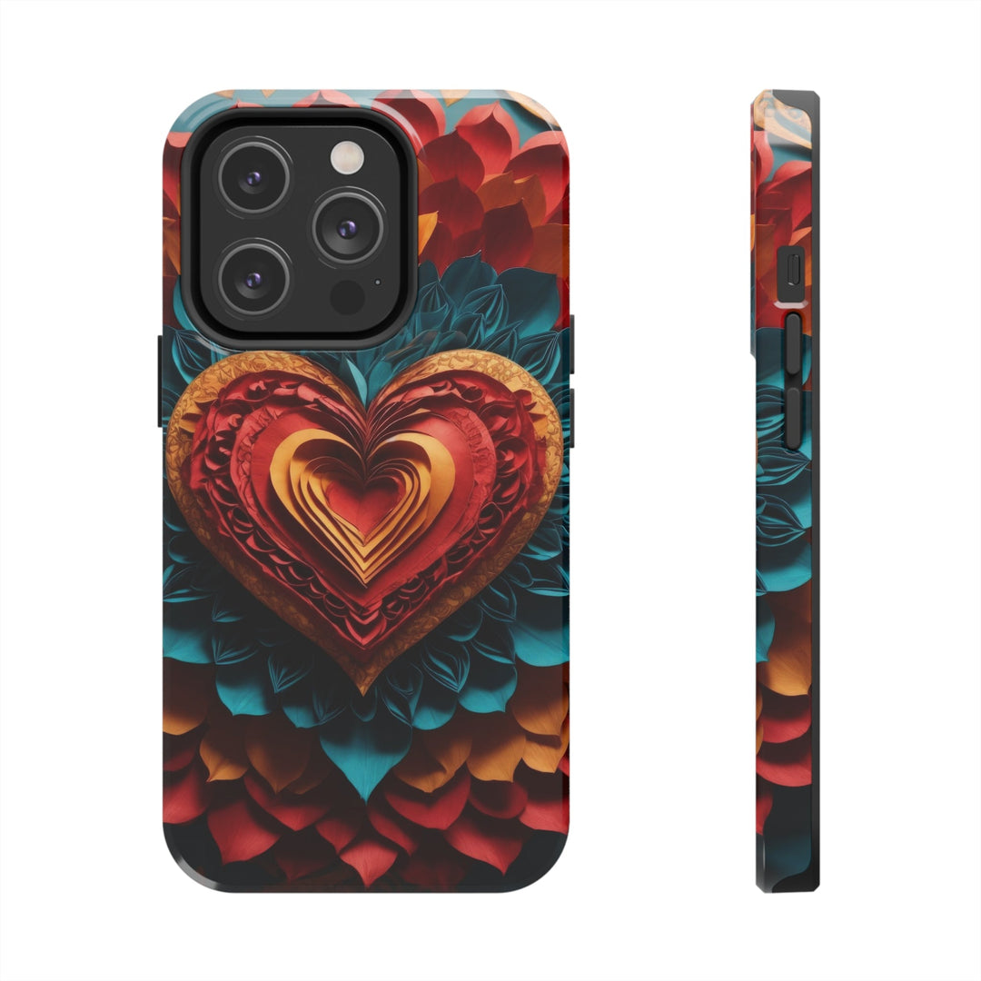 Vibrant Heart Bloom - Tough Phone Case - Phone Case - g(0D·IO) - iPhone 14 Pro - -