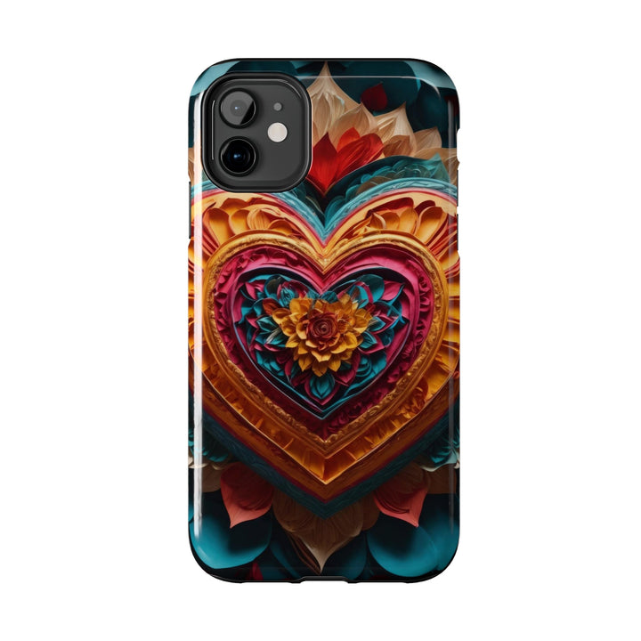 Vibrant Heart Bloom - Tough Phone Case - Phone Case - g(0D·IO) - iPhone 13 Mini - -