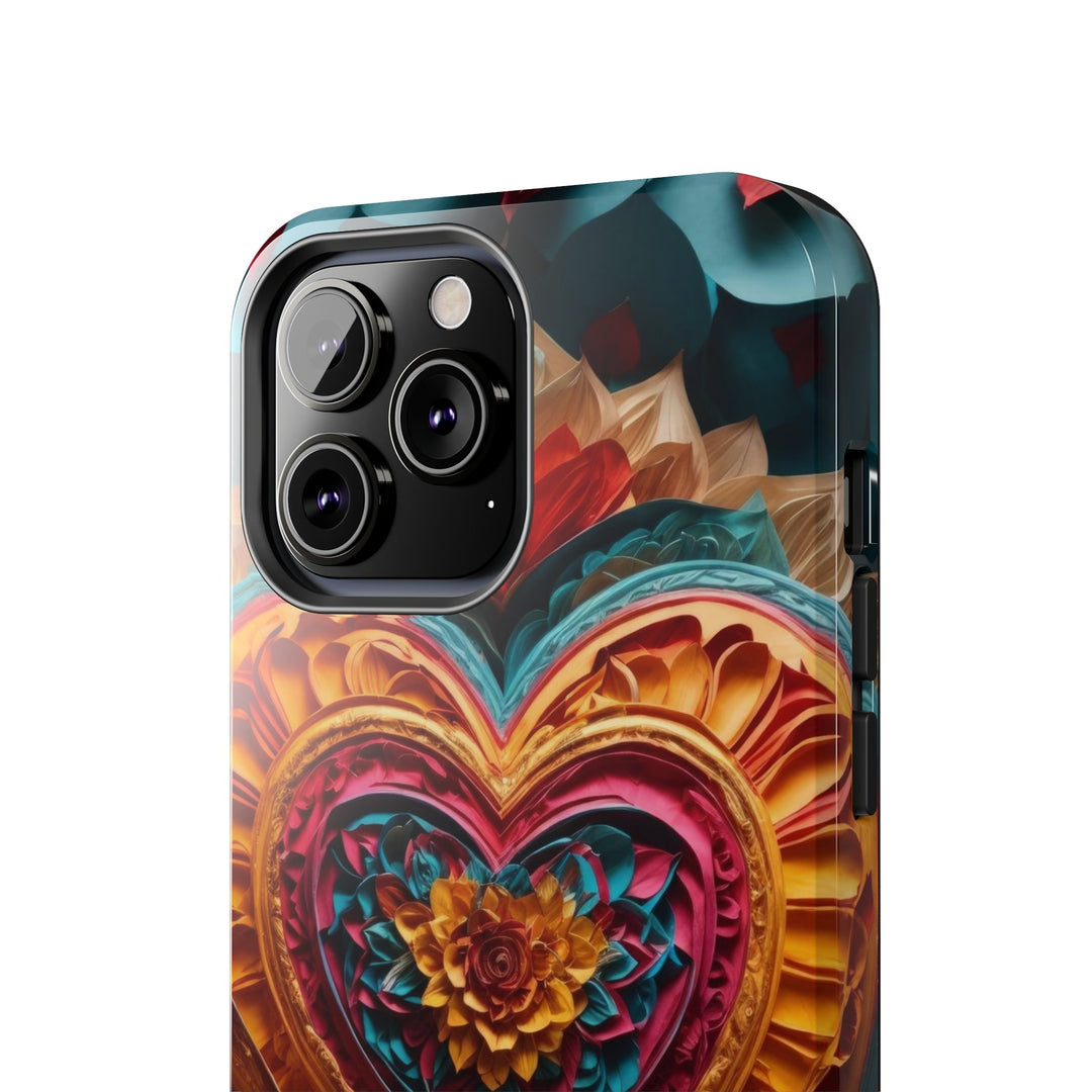 Vibrant Heart Bloom - Tough Phone Case - Phone Case - g(0D·IO) - iPhone 13 Mini - -