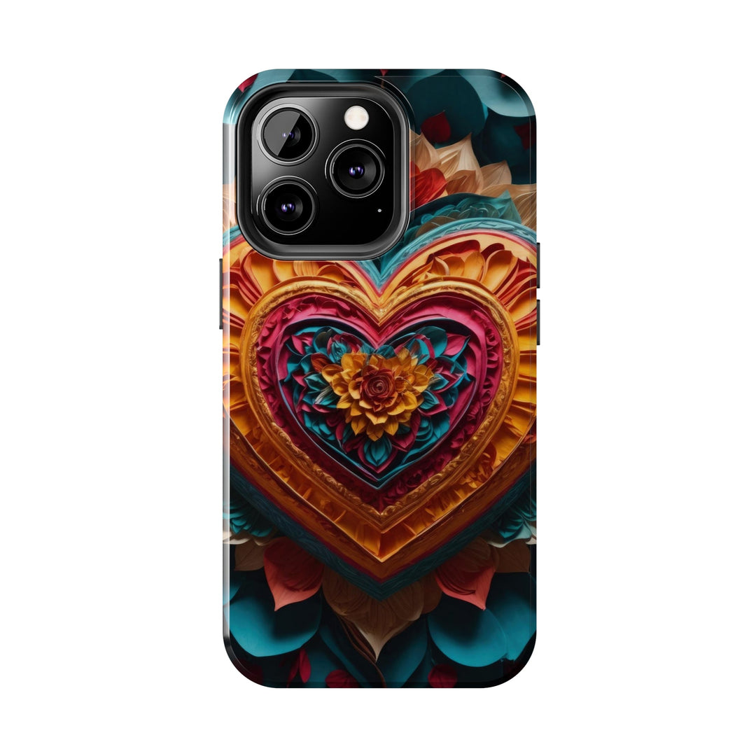 Vibrant Heart Bloom - Tough Phone Case - Phone Case - g(0D·IO) - iPhone 13 Mini - -