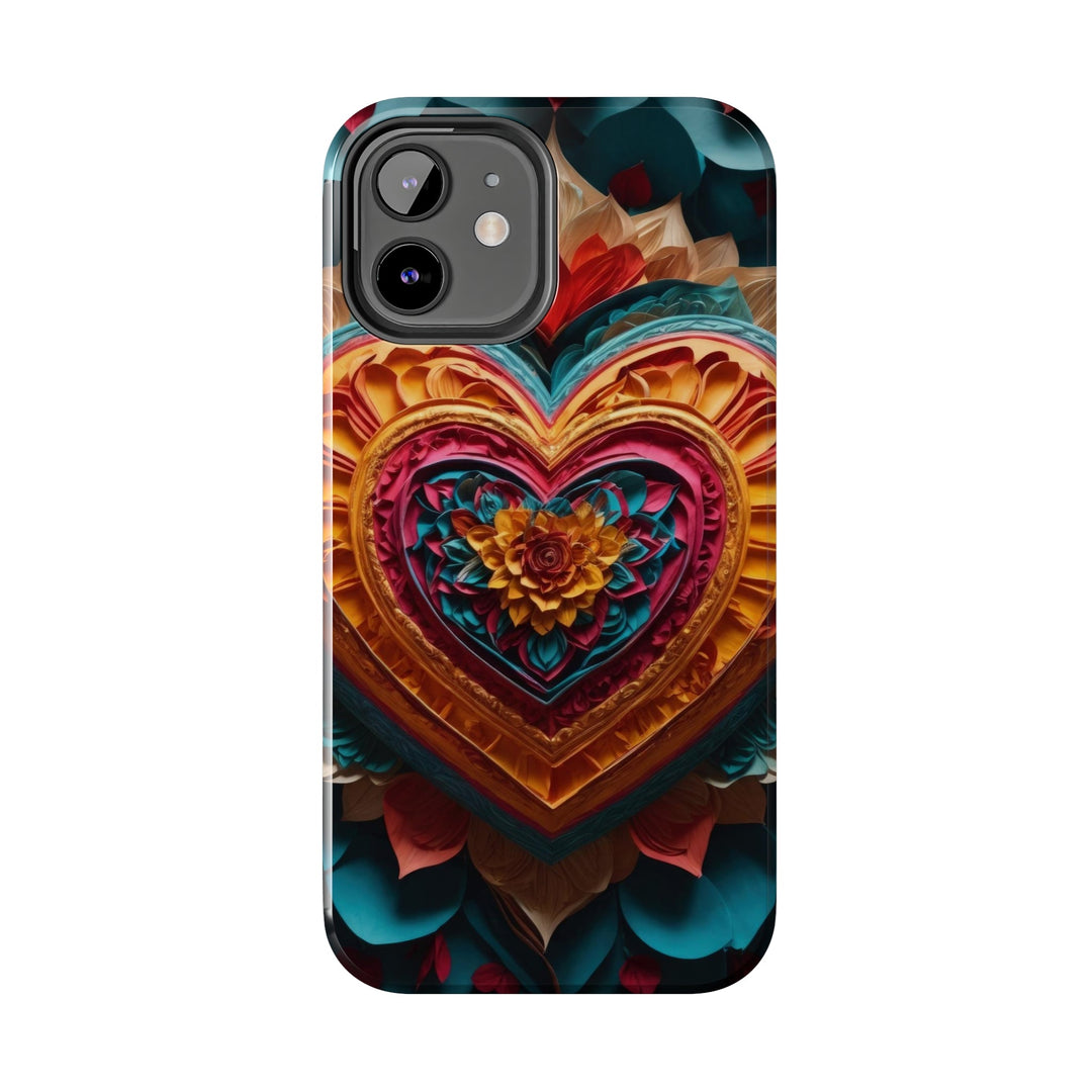 Vibrant Heart Bloom - Tough Phone Case - Phone Case - g(0D·IO) - iPhone 13 Mini - -