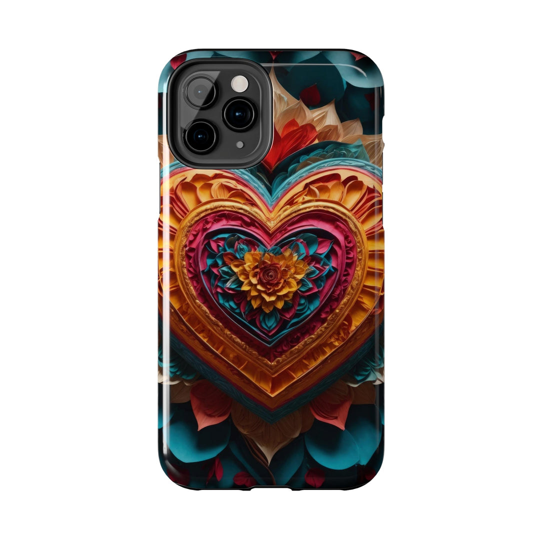 Vibrant Heart Bloom - Tough Phone Case - Phone Case - g(0D·IO) - iPhone 13 Mini - -