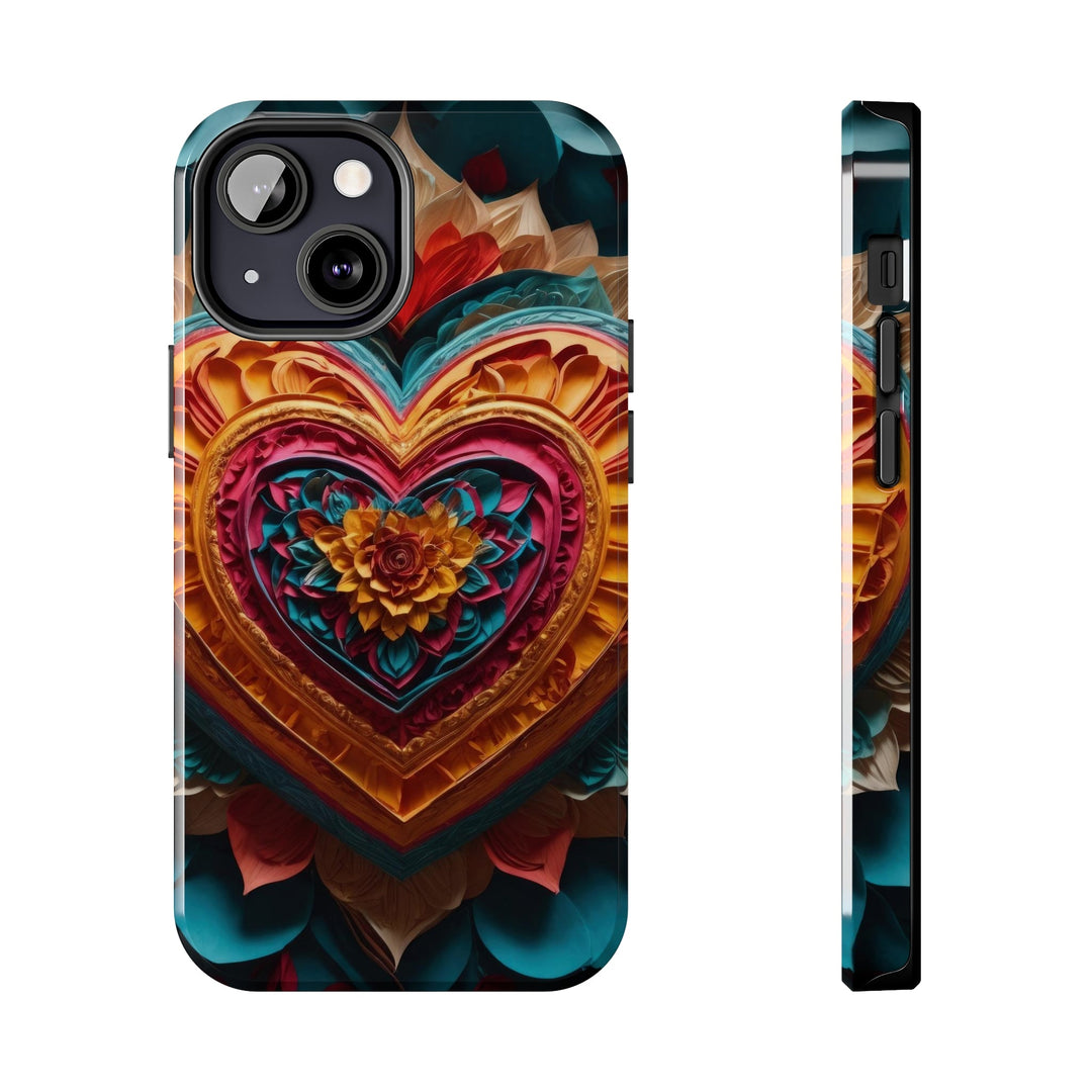 Vibrant Heart Bloom - Tough Phone Case - Phone Case - g(0D·IO) - iPhone 13 Mini - -