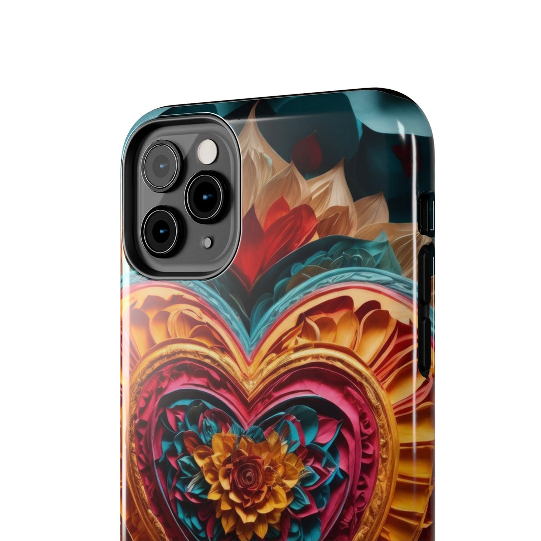 Vibrant Heart Bloom - Tough Phone Case - Phone Case - g(0D·IO) - iPhone 13 Mini - -