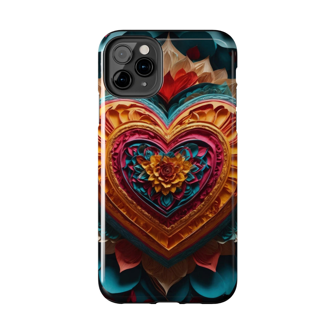 Vibrant Heart Bloom - Tough Phone Case - Phone Case - g(0D·IO) - iPhone 13 Mini - -