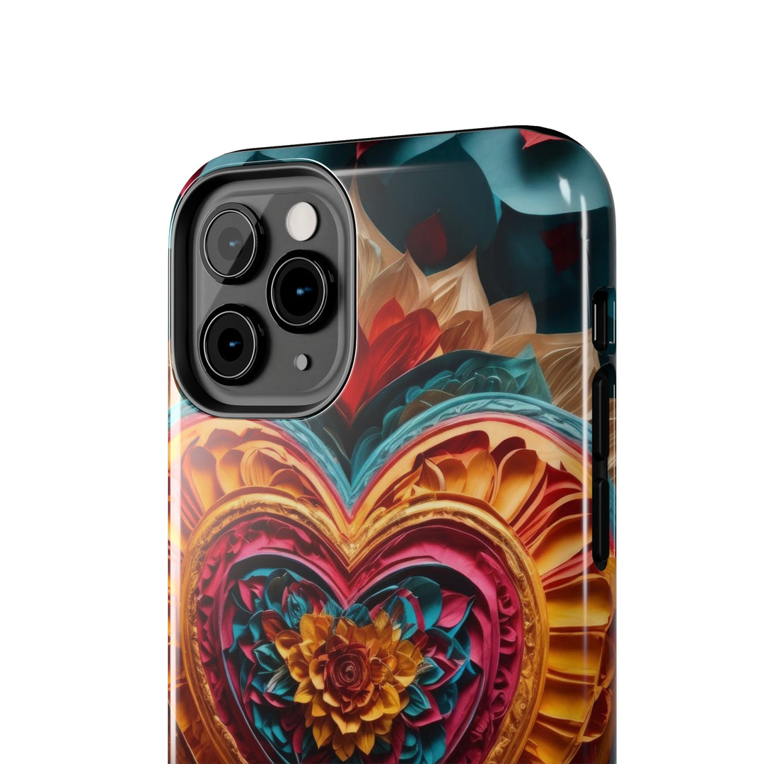 Vibrant Heart Bloom - Tough Phone Case - Phone Case - g(0D·IO) - iPhone 13 Mini - -